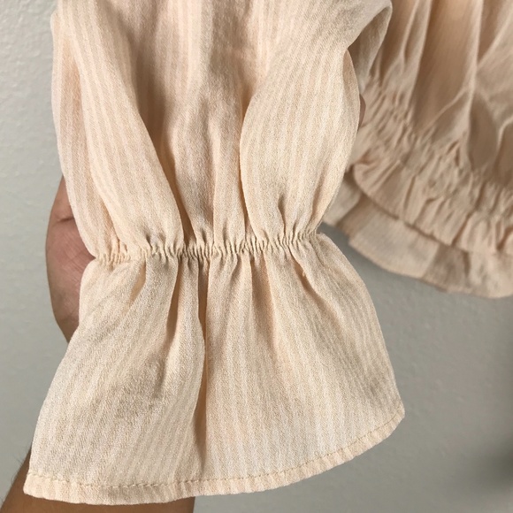 Shein Striped Off the Shoulder Ruffle Trim Top- M - Picture 10 of 12